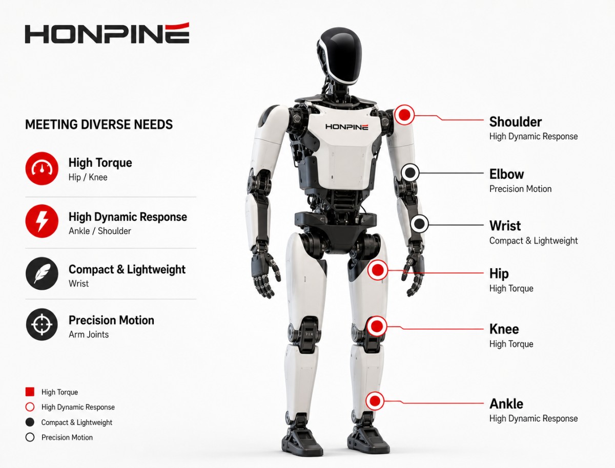 Anforderungen an Gelenkaktuatoren für humanoide Roboter für Hüft-, Knie-, Sprung-, Schulter-, Ellenbogen- und Handgelenke