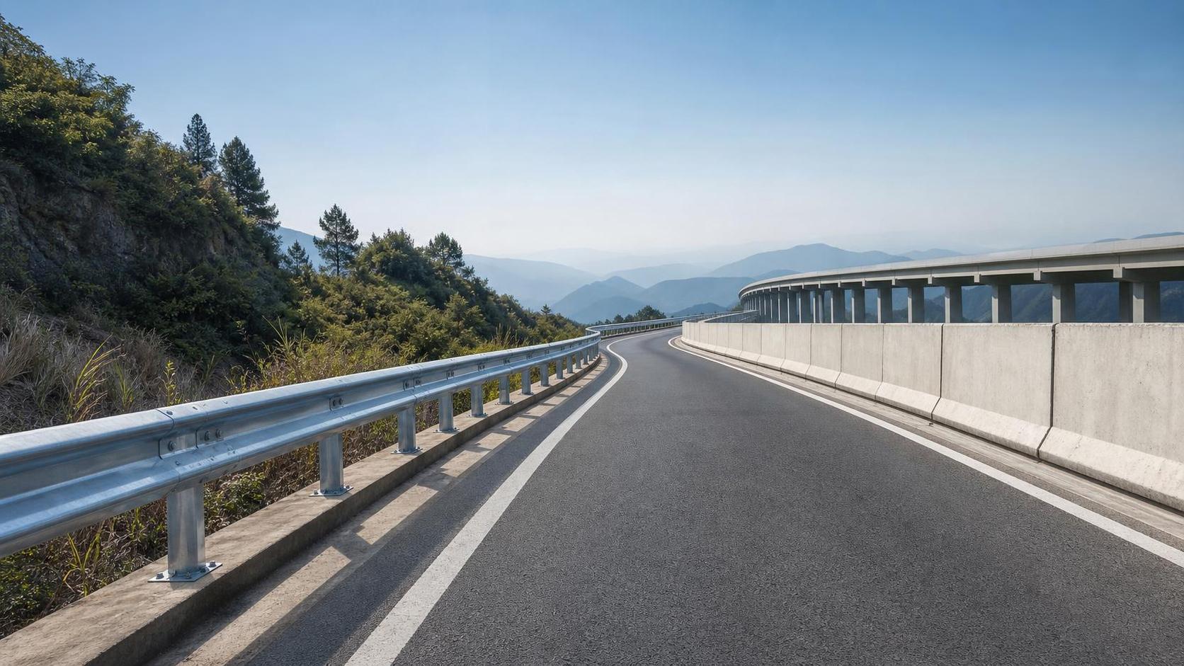 Defensa metálica de viga vs barreira de concreto para estradas com risco de saída de pista Defensa metálica de viga vs barreira de concreto para estradas com risco de saída de pista