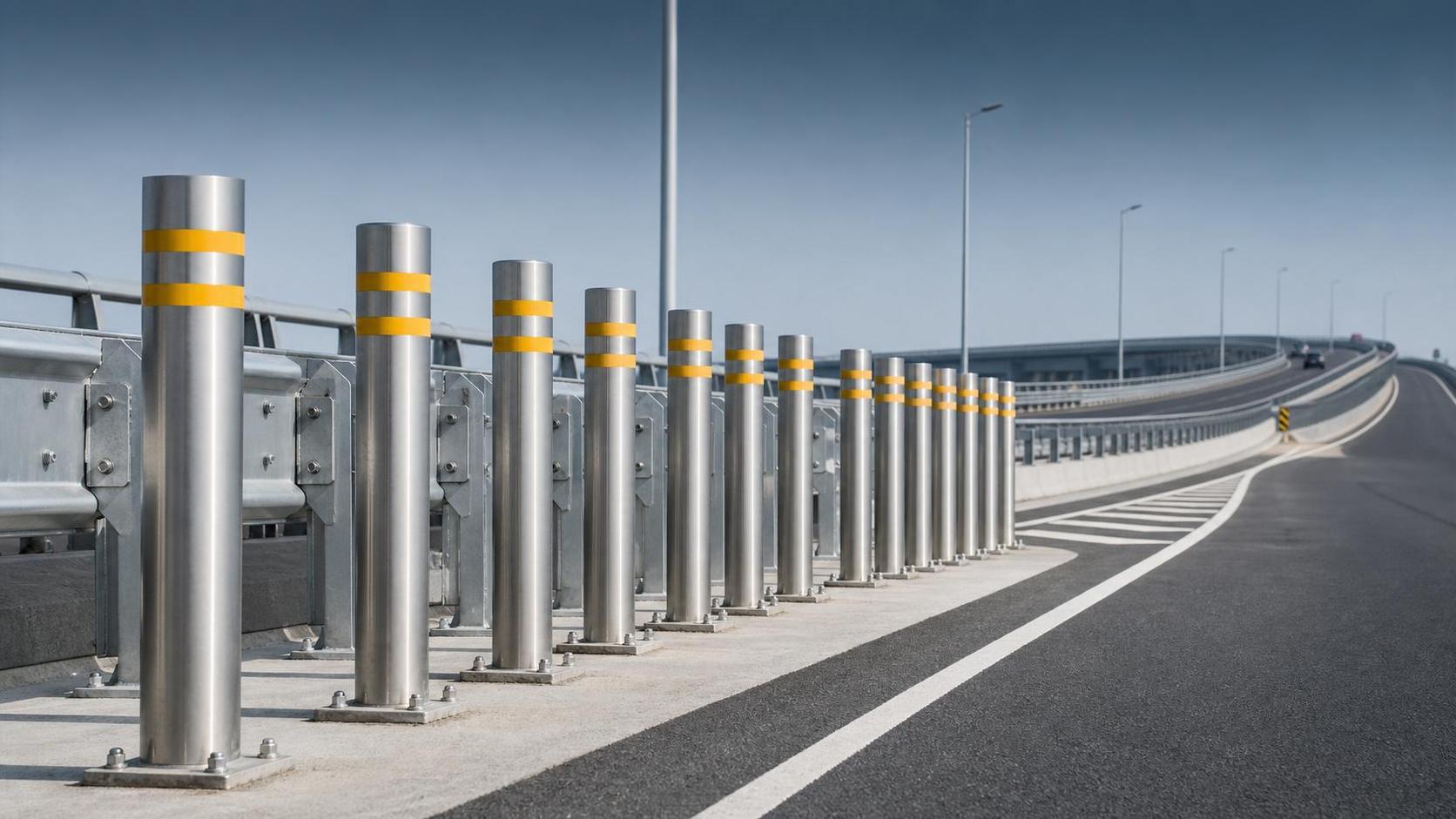 Guia de espaçamento de bollards para áreas de controle de veículos