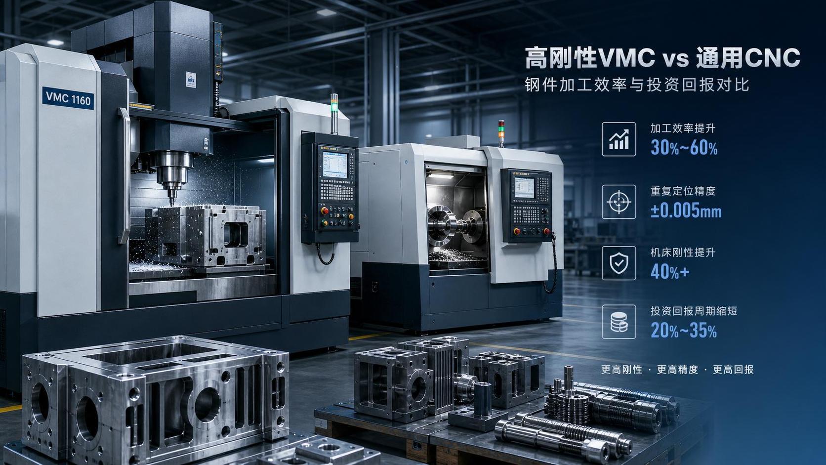 Máquina CNC e VMC para peças de aço: qual compensa?