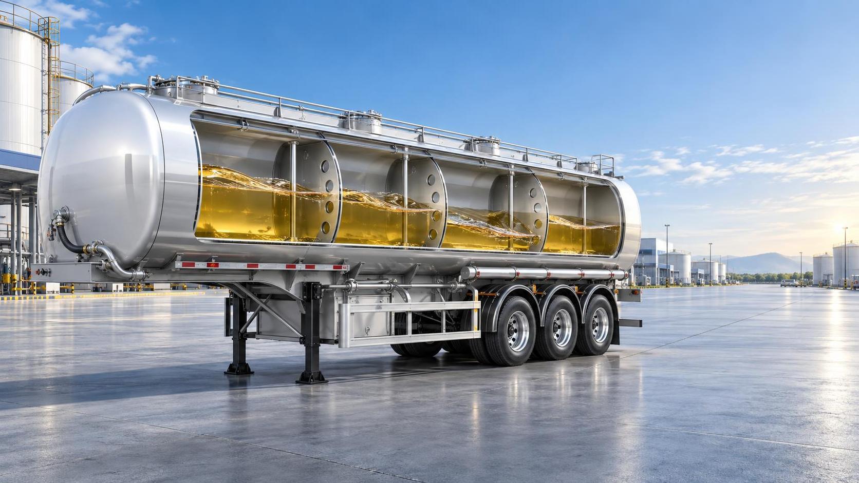 Wie das Schwallwanddesign die Stabilität eines 3-Achs-60000-L-Gooseneck-Kraftstofftankaufliegers verbessert