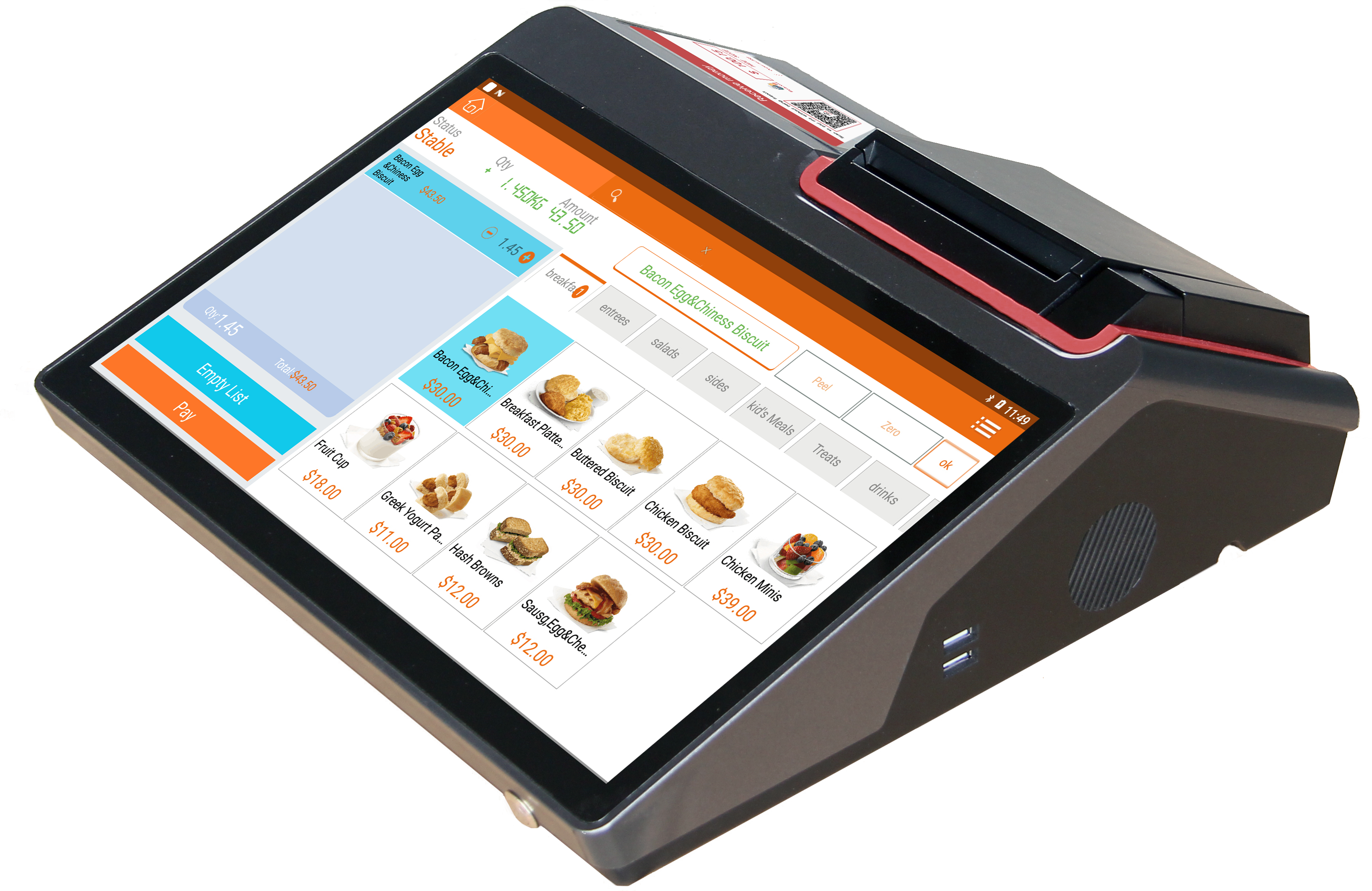 All IN ONE POS A12N 11.6/12.5'' Touch Screen Thermal Printer LED/VFD/'Scanner Cash drawer for coffee shops Cashier/pos terminal