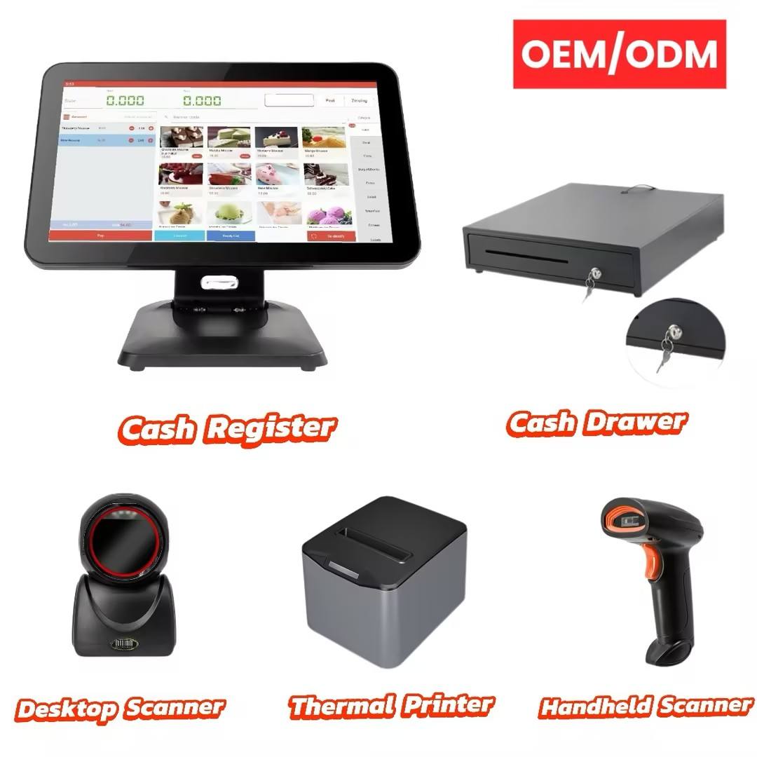 SCPOS 280FN 15.6 Inch Foldable Full Set POS Machine Win/Android OS 10-Point Capacitive Touch Screen HD SDK Cash Register Intel