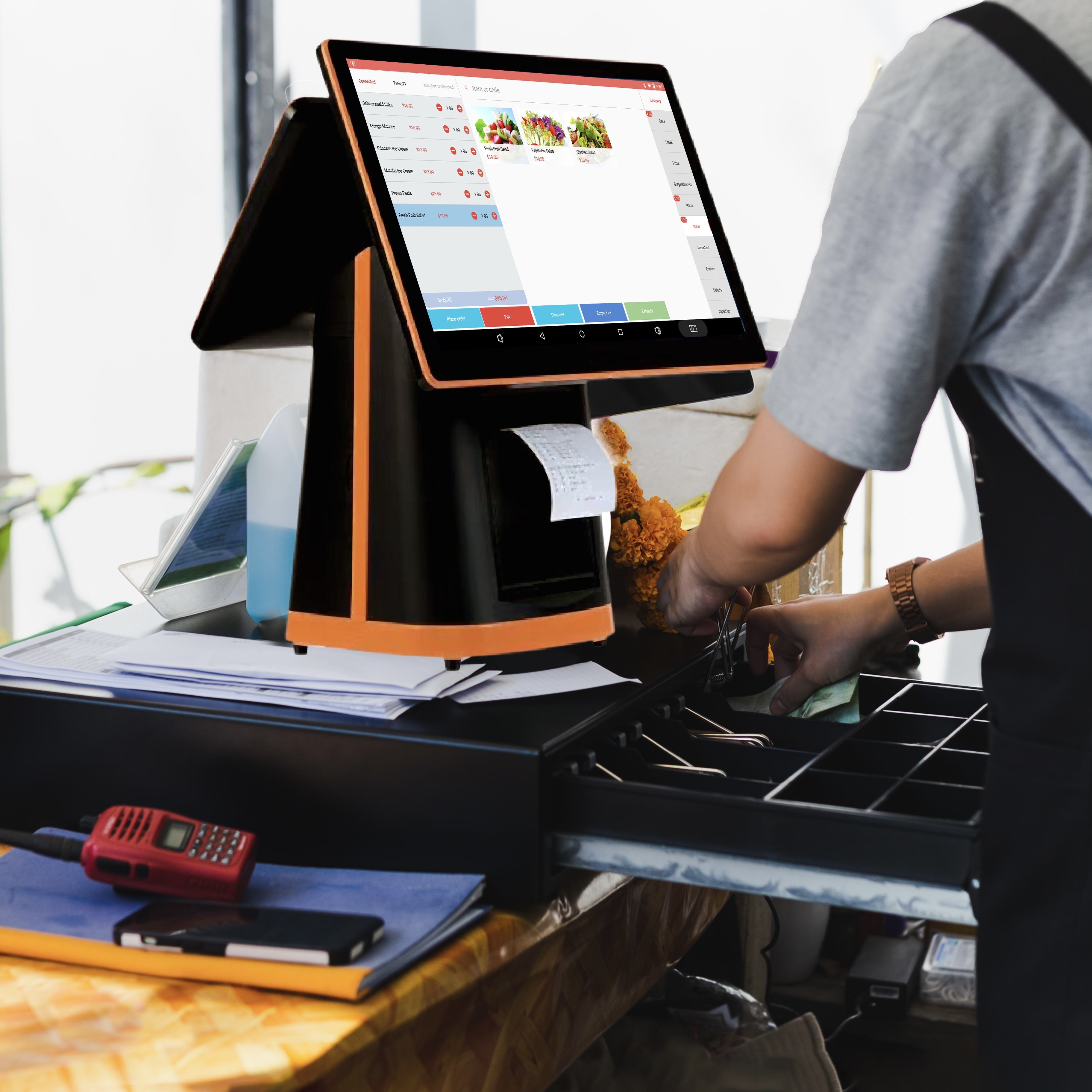 All One Desktop POS System Commercial Grade Cash Register Billing System Built-in Software Multi-touch Capacitive Touch POS