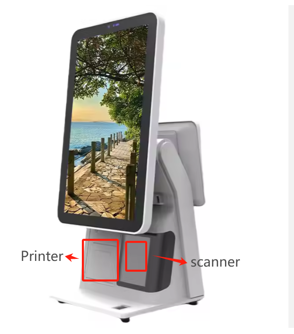 SCPOS Indoor Kiosk 15.6'' Touch Screen 1920x1080 Resolution Desktop POS System SDK Touch-Free Android Built-in 80mm Thermal