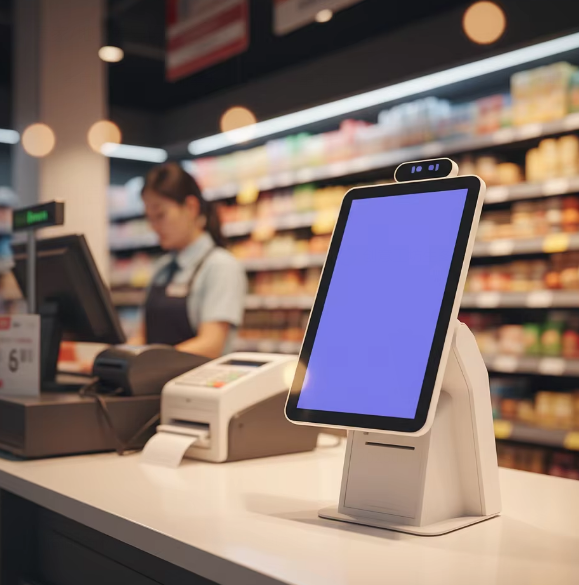 SCPOS Indoor Kiosk 15.6'' Touch Screen 1920x1080 Resolution Desktop POS System SDK Touch-Free Android Built-in 80mm Thermal