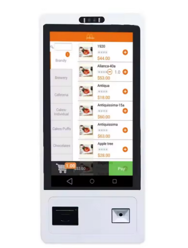 21.5 Inch 24 Inch 27 Inch 32 Inch Touch Screen Self-Service Machine POS System Payment Kiosk for Restaurants and Retail Stores