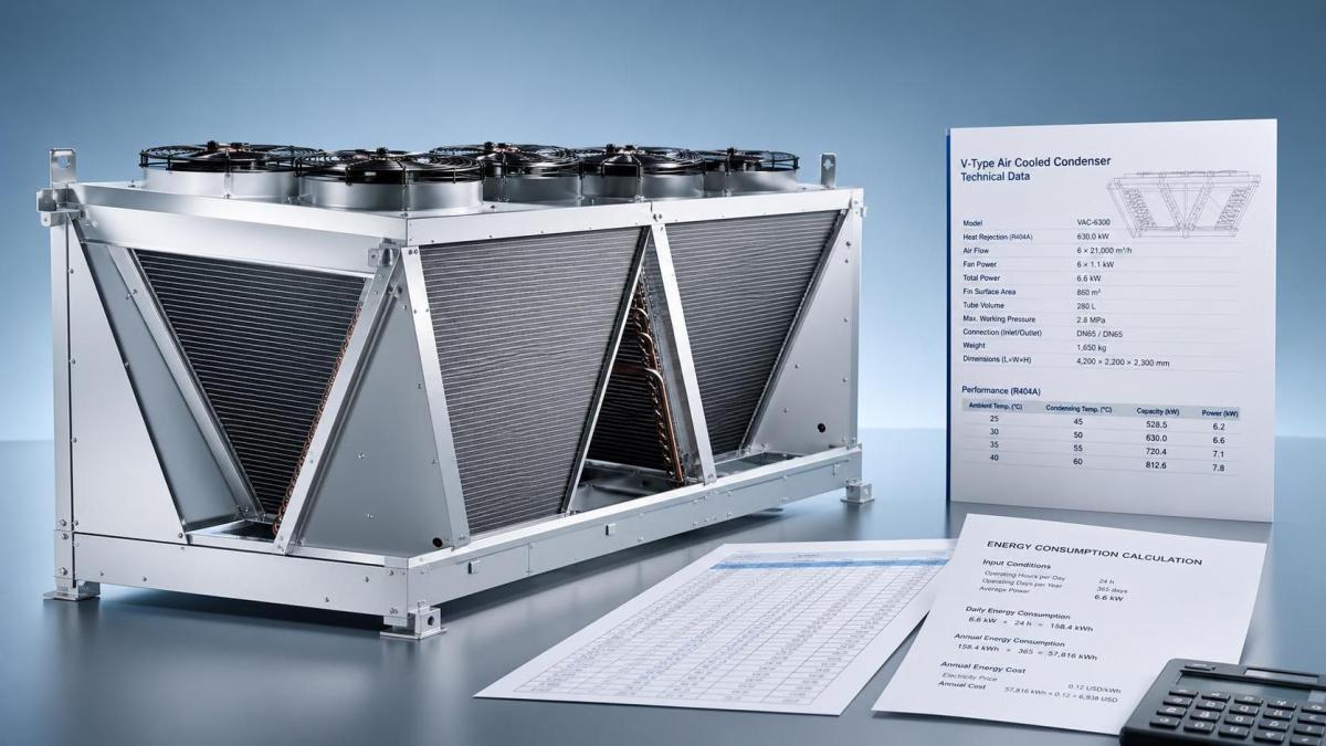 Como estimar os custos de energia dos ventiladores de um condensador do tipo V