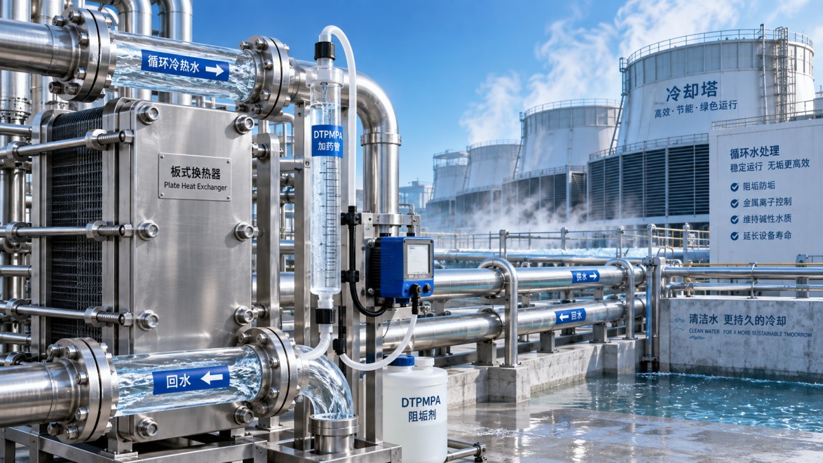 How does DTPMPA CAS 15827-60-8 perform in alkaline cooling water? Como o DTPMPA CAS 15827-60-8 atua em água de resfriamento alcalina?