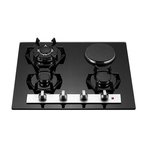 SGE45902 glass top four burner 59cm gas and electric build in hob