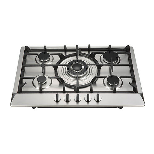 SS57612 S/S five burner 76cm build in gas hob