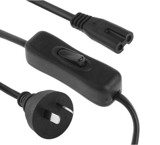 1,2 m 2-poliger Stecker auf Buchse IEC-C7-Kabel mit Schalter, Abbildung 8 1,2 m 2-poliger Stecker auf Buchse IEC-C7-Kabel mit Schalter, Abbildung 8