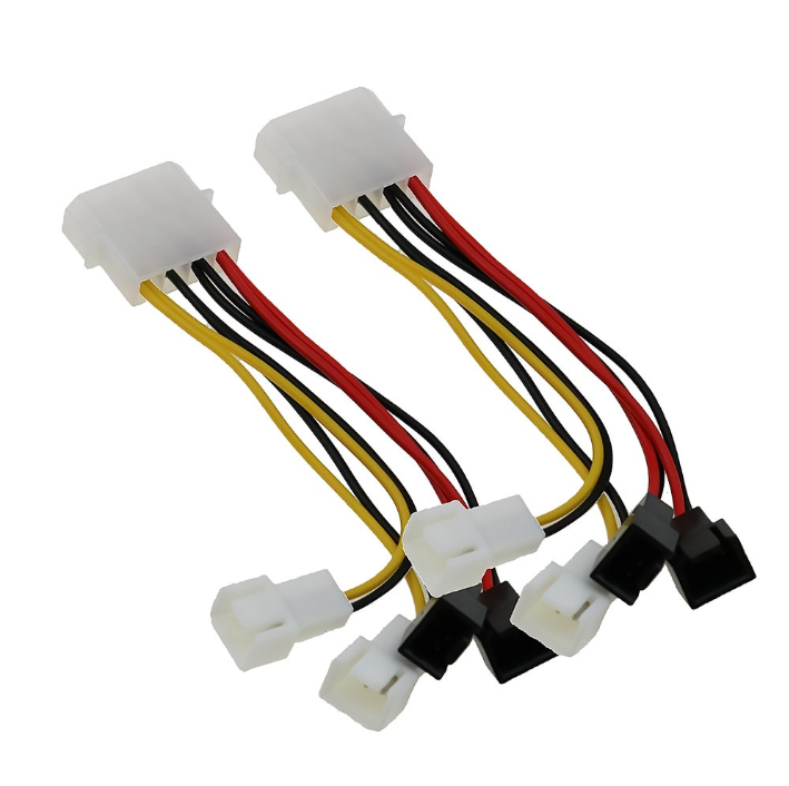 4-poliger Molex-zu-3-poliger Lüfter-Stromkabel-Adapter-Anschluss 12-V-Computer-Lüfterkabel für CPU-PC-Gehäuselüfter 4-poliger Molex-zu-3-poliger Lüfter-Stromkabel-Adapter-Anschluss 12-V-Computer-Lüfterkabel für CPU-PC-Gehäuselüfter