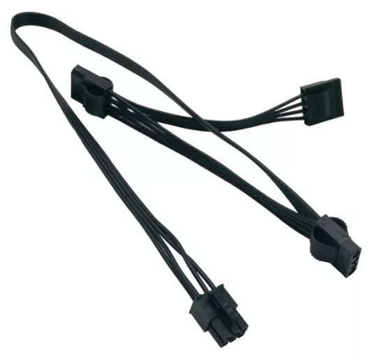 Modulares Netzteil 6-Pin-Stecker auf 3X 4-Pin-Molex-Buchse Festplatten-Netzteilkabelkonfektion