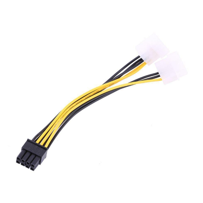 16 AWG Dual Molex 4-Pin auf PCIe 8-Pin Kabel bietet zusätzliche Leistung für die Grafikkarte 16 AWG Dual Molex 4-Pin auf PCIe 8-Pin Kabel bietet zusätzliche Leistung für die Grafikkarte