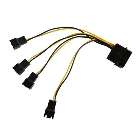 Molex 4-Pin-zu-Gehäuselüfter 3-Pin-3-Multi-Fan-Out-Stromadapter-Konverterkabel Molex 4-Pin-zu-Gehäuselüfter 3-Pin-3-Multi-Fan-Out-Stromadapter-Konverterkabel