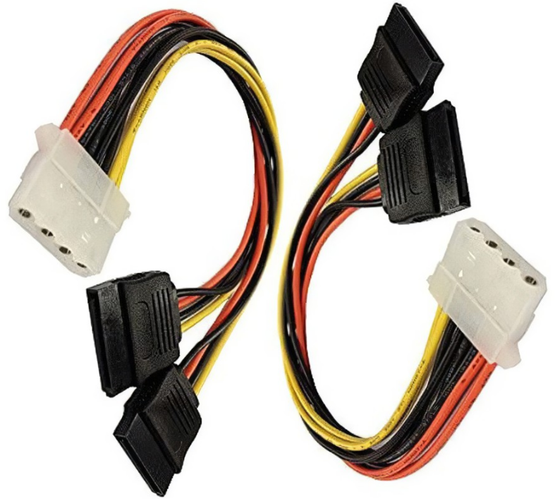 4-polige IDE-Buchse Molex auf Dual-SATA-Strom-Y-Adapterkabelbaugruppe 4-polige IDE-Buchse Molex auf Dual-SATA-Strom-Y-Adapterkabelbaugruppe