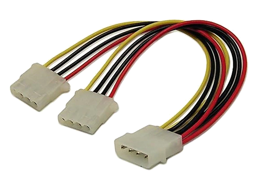 4-Pin-Molex auf 2x 4-Pin-Molex-Stromanschluss, Kabelbaugruppen-Trenner, Konverter-Adapter 4-Pin-Molex auf 2x 4-Pin-Molex-Stromanschluss, Kabelbaugruppen-Trenner, Konverter-Adapter
