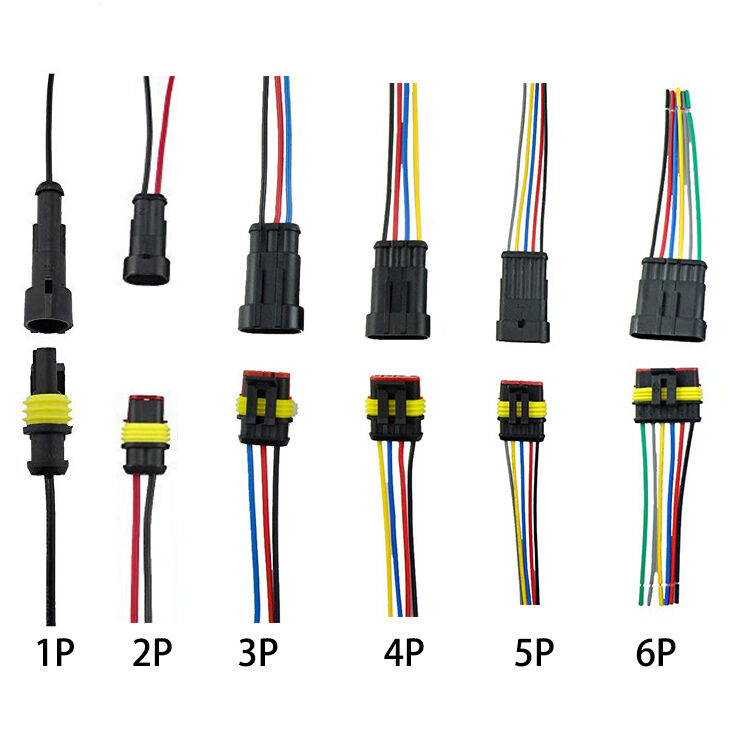 1 / 2 / 3 / 4 / 5-poliger wasserdichter elektrischer Anschlussstecker mit Draht und Kabel