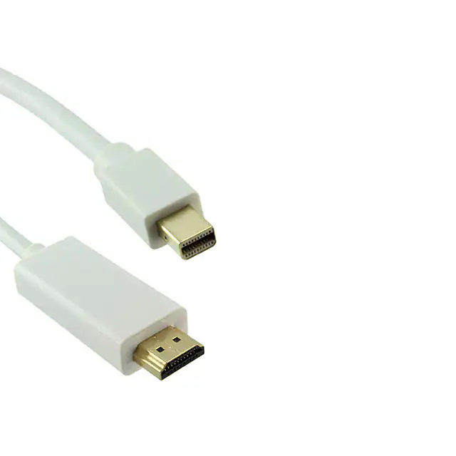 Hdmi-A-Stecker auf kleinen DisplayPort-Stecker, weiße Kabelbaugruppe Hdmi-A-Stecker auf kleinen DisplayPort-Stecker, weiße Kabelbaugruppe
