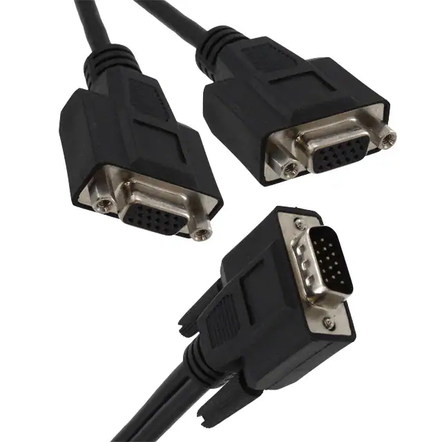 Hochwertiges D-Sub Kabel konfektioniert schwarz HD15 Stecker auf 2x HD15 Buchse Hochwertiges D-Sub Kabel konfektioniert schwarz HD15 Stecker auf 2x HD15 Buchse