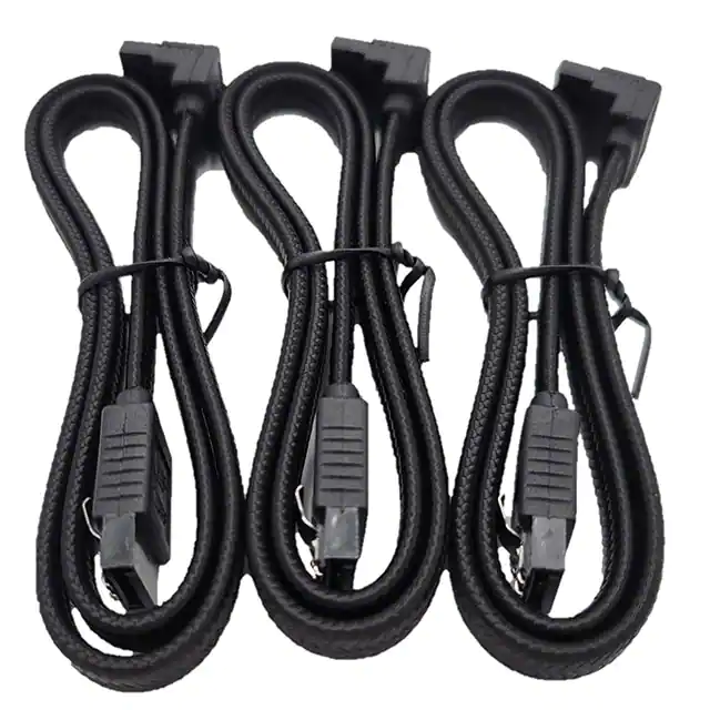 SATA III gerades auf rechtwinkliges, schrumpffreies, hochwertiges Ummantelungskabel SATA III gerades auf rechtwinkliges, schrumpffreies, hochwertiges Ummantelungskabel