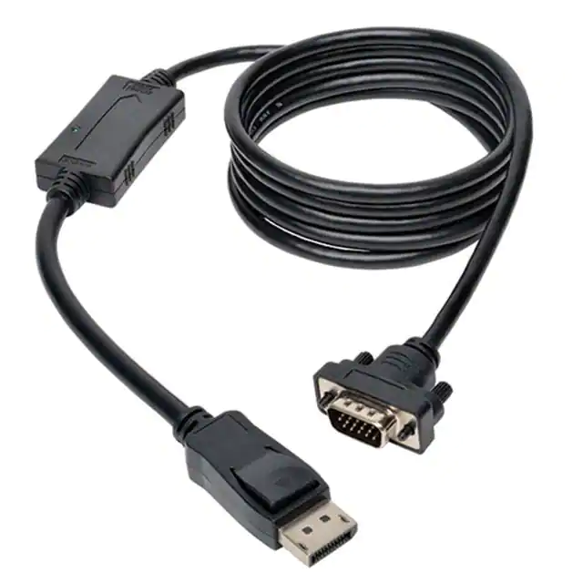 DisplayPort 1.2 to VGA Active Adapter Cable DP with Latches to HD15 M/M cable assembly DisplayPort 1.2 to VGA Active Adapter Cable DP with Latches to HD15 M/M cable assembly