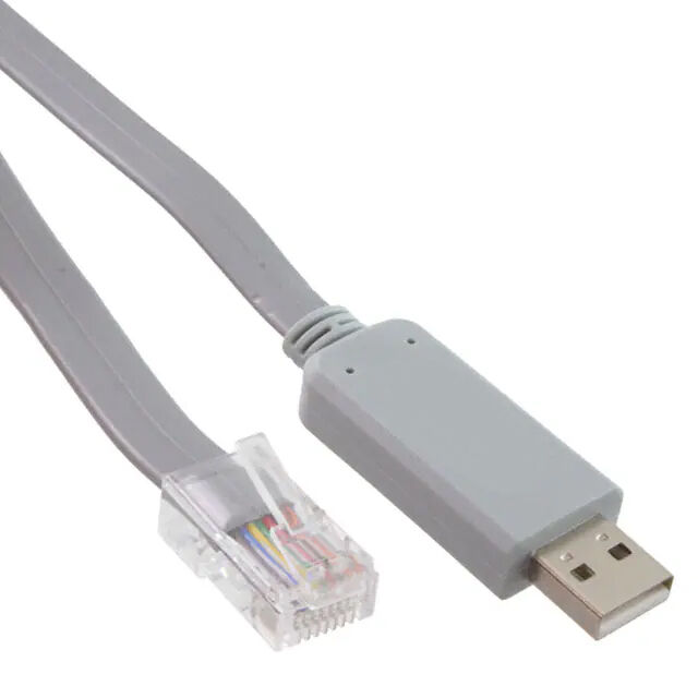 Hochwertiges serielles USB-A-zu-RJ45-Rollenkabel, Stecker auf Stecker, grau Hochwertiges serielles USB-A-zu-RJ45-Rollenkabel, Stecker auf Stecker, grau