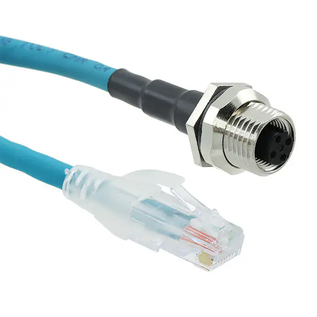 IP68 RJ45 Stecker auf M12 4-polige Buchse Kabelkonfektion IP68 RJ45 Stecker auf M12 4-polige Buchse Kabelkonfektion