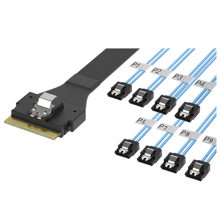Der SlimSAS (SFF8654 8i) TO 8*SATA-Kabelbaum ist ein professionell hergestellter RCD auf Anfrage Der SlimSAS (SFF8654 8i) TO 8*SATA-Kabelbaum ist ein professionell hergestellter RCD auf Anfrage