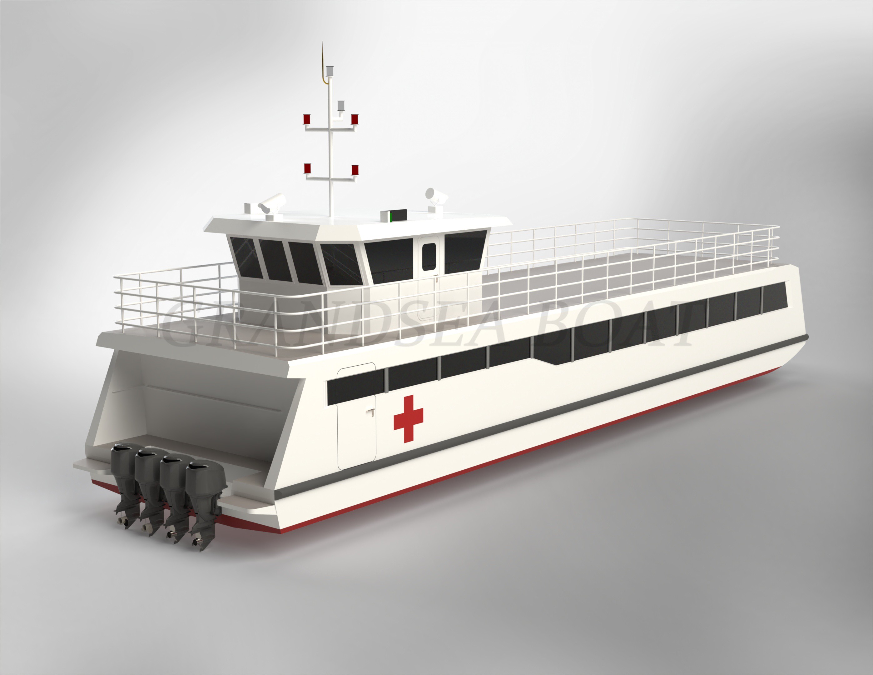 Bateau médical en aluminium Grandsea 25m Bateau ambulance Bateau-hôpital flottant à vendre