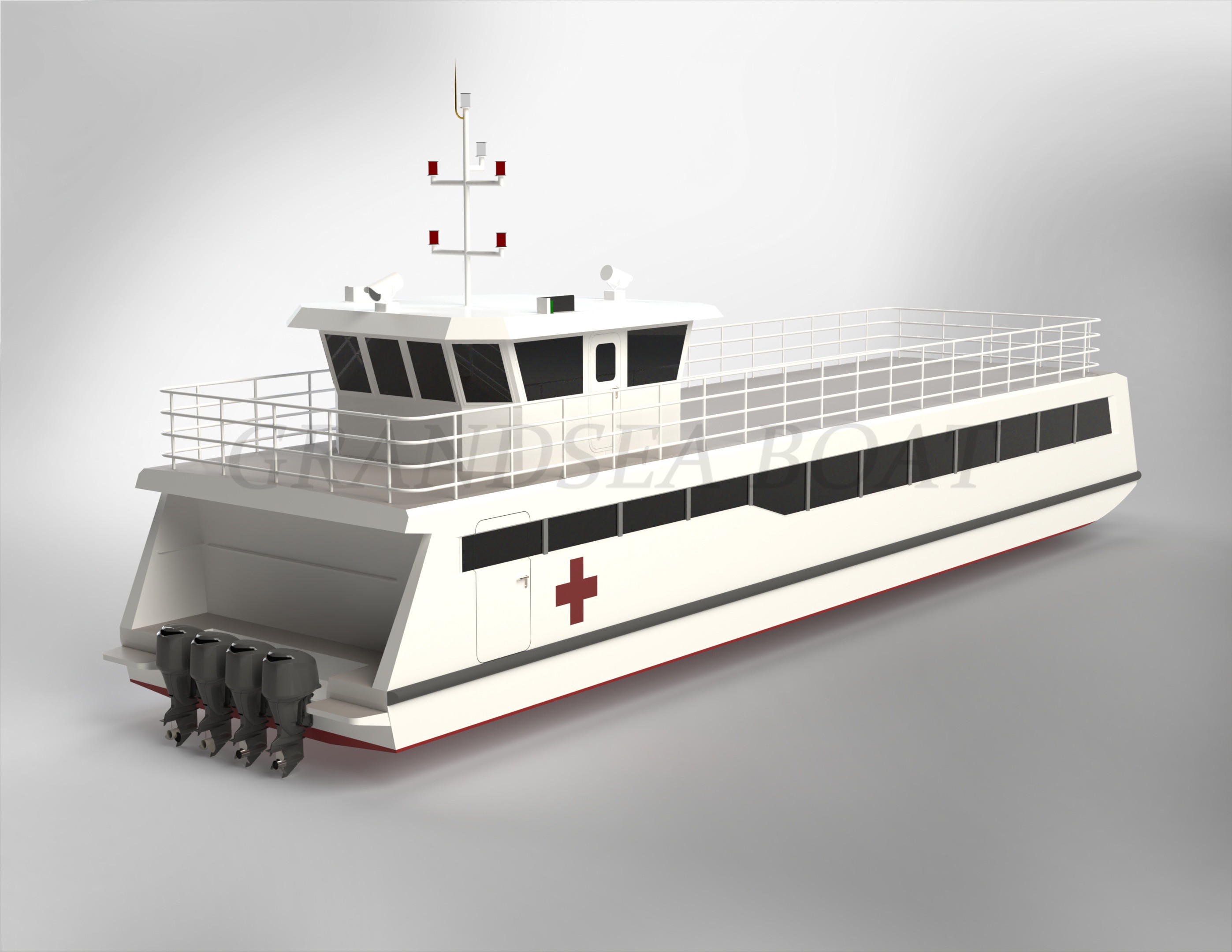 Bateau médical en aluminium Grandsea 25m Bateau ambulance Bateau-hôpital flottant à vendre