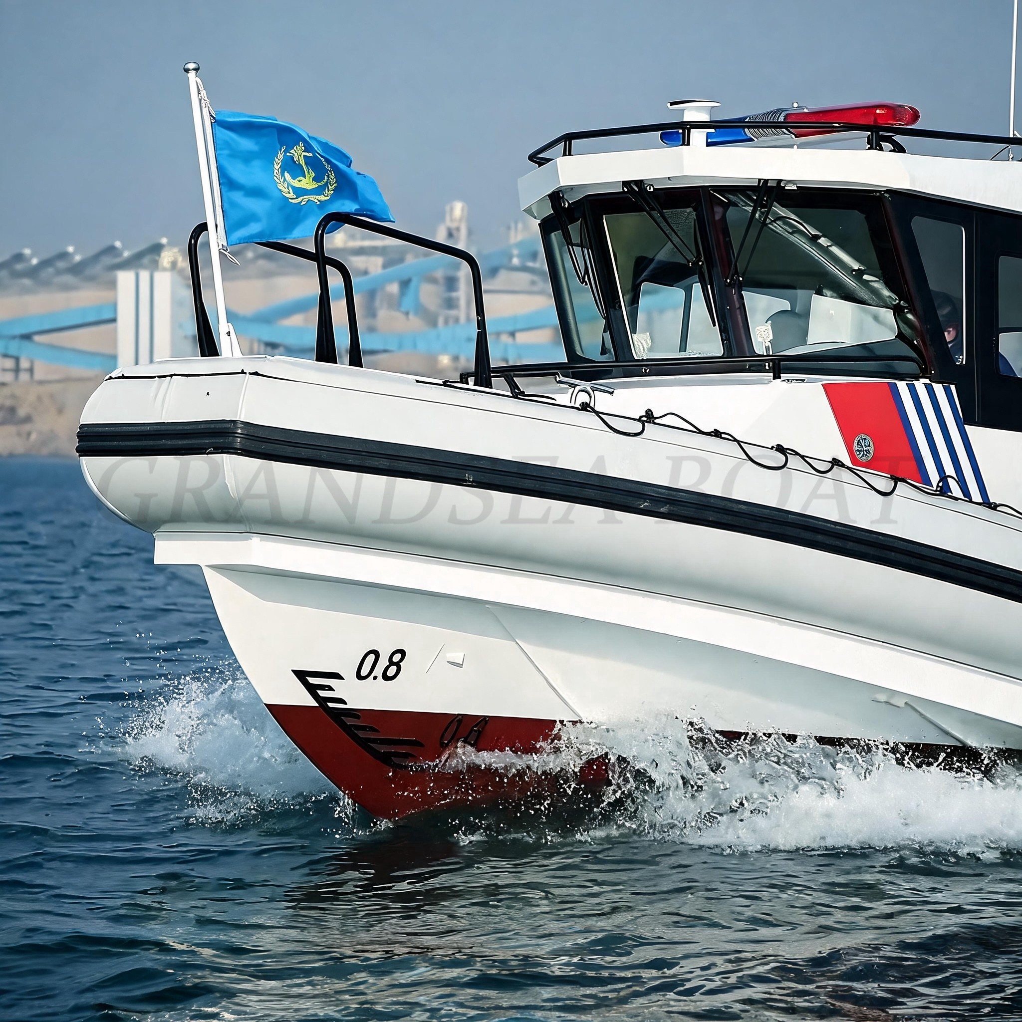 Patrouilleur à grande vitesse en aluminium Grandsea de 7.6m, bateaux militaires en aluminium, bateaux de police