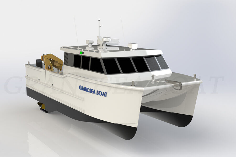 Catamaran en aluminium de 12 m et bateaux utilitaires à vendre