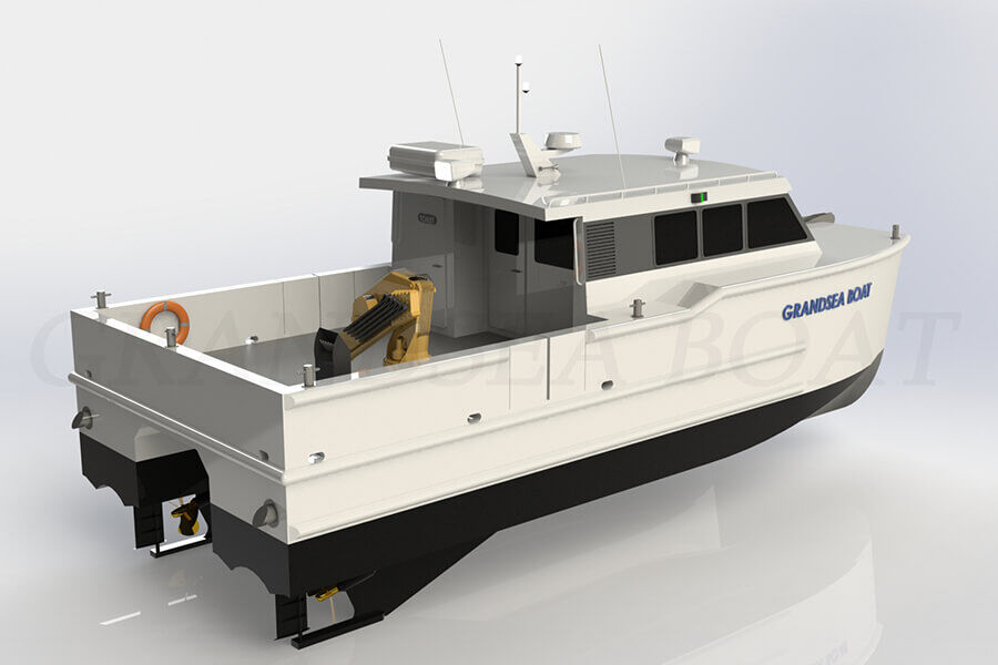 Catamaran en aluminium de 12 m et bateaux utilitaires à vendre