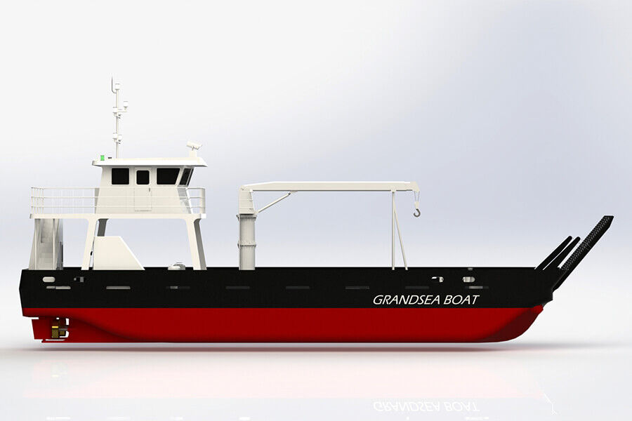 Grandsea 24m 40 Tonnes Grue Acier/Rivière/Travail Petite Barge à Vendre