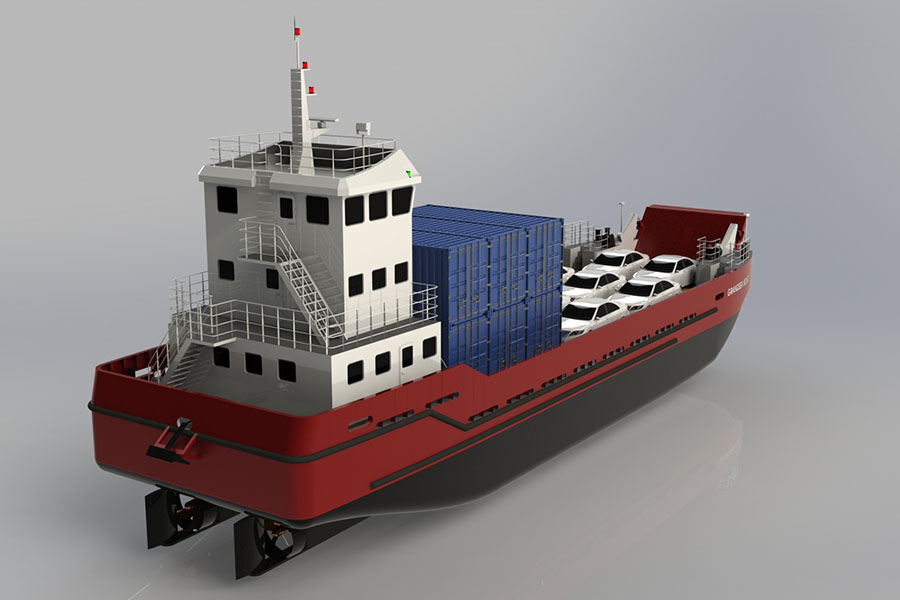 Bateau de barge de voiture et de conteneur de 36m LCT ro ro à vendre