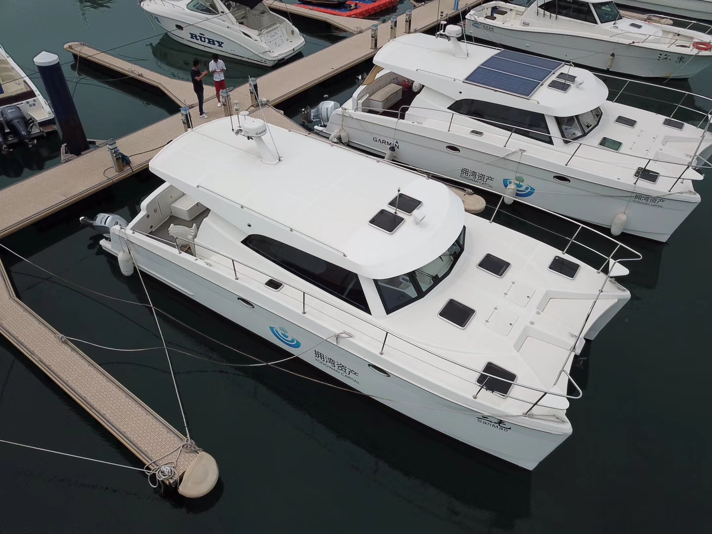 Catamaran en fibre de verre de 38 pieds, maison de conception lagon, yacht à moteur à vendre
