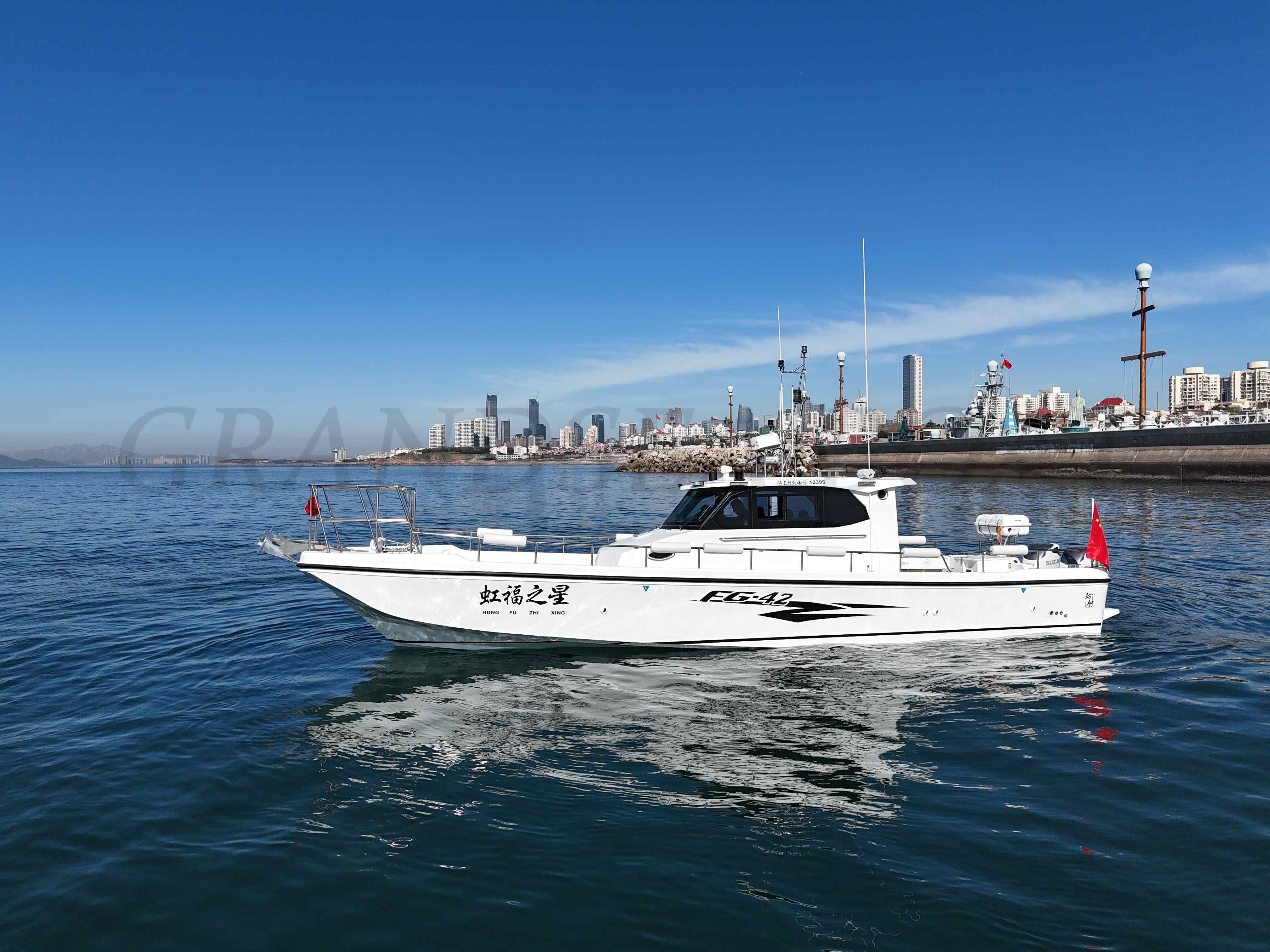 Grandsea 42ft Fibra de vidrio Barco de pesca de placer para la venta