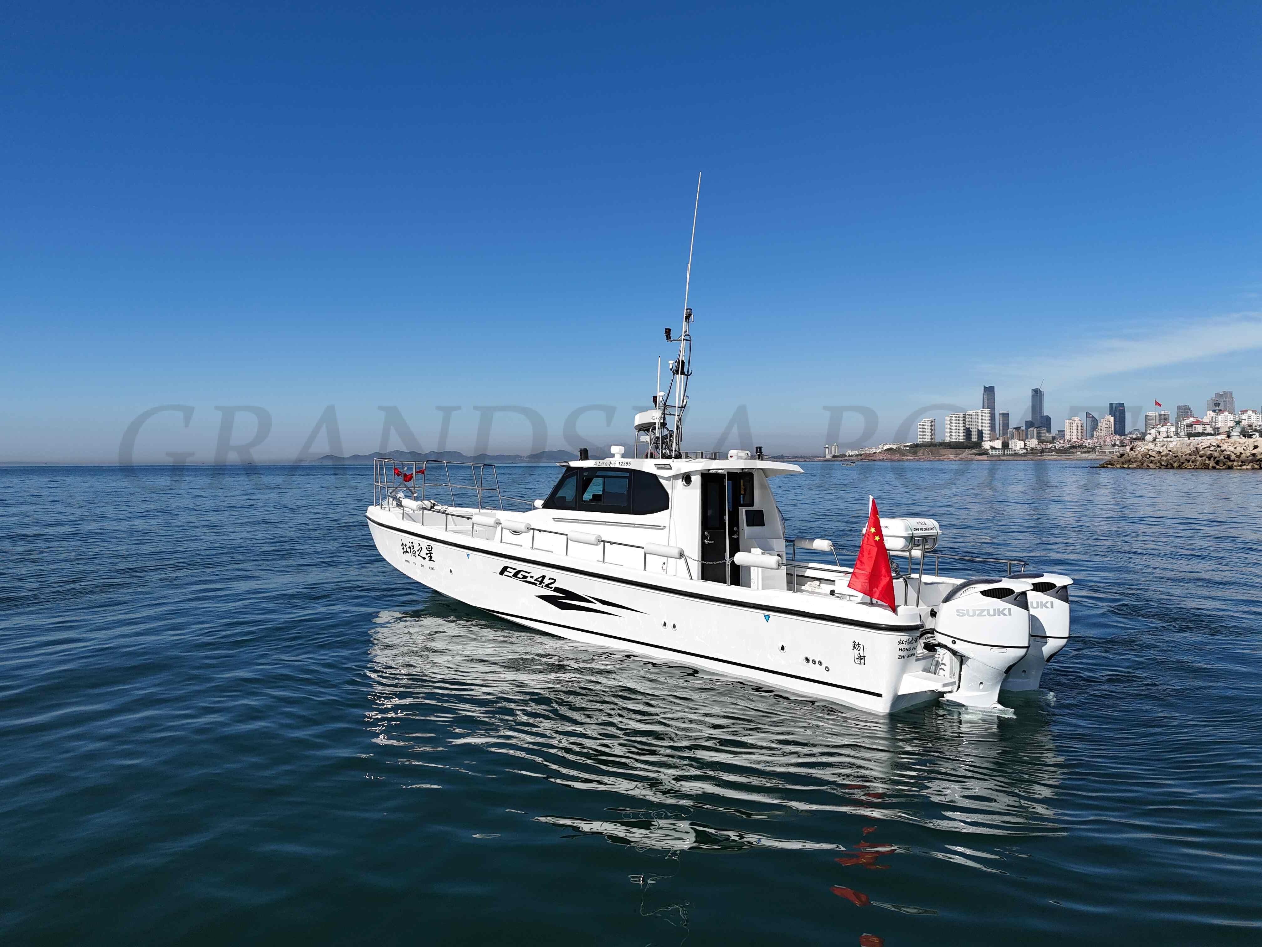 Grandsea 42ft Fibra de vidrio Barco de pesca de placer para la venta