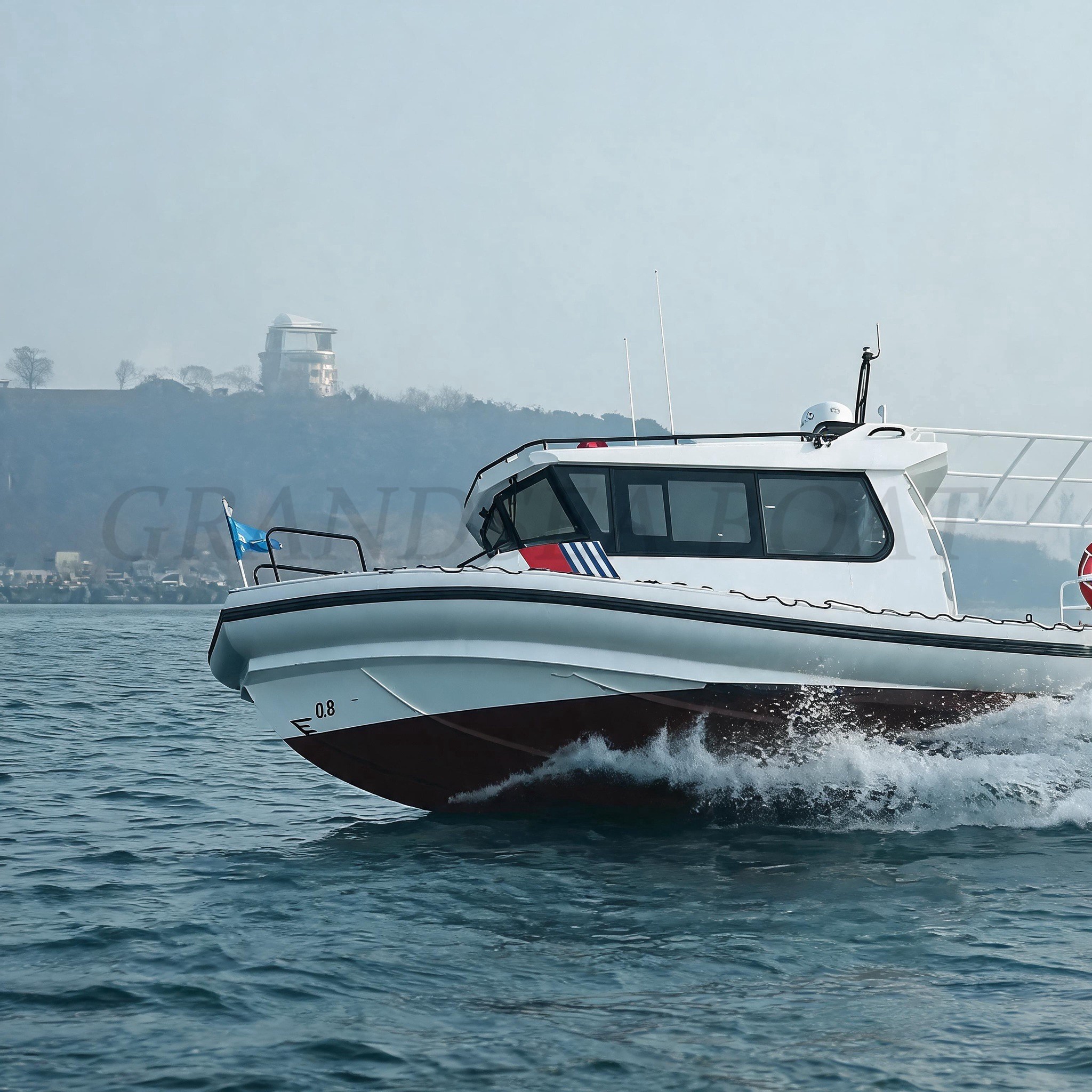 Lancha patrullera de alta velocidad de aluminio Grandsea de 7,6 m, embarcaciones militares de aluminio para la policía