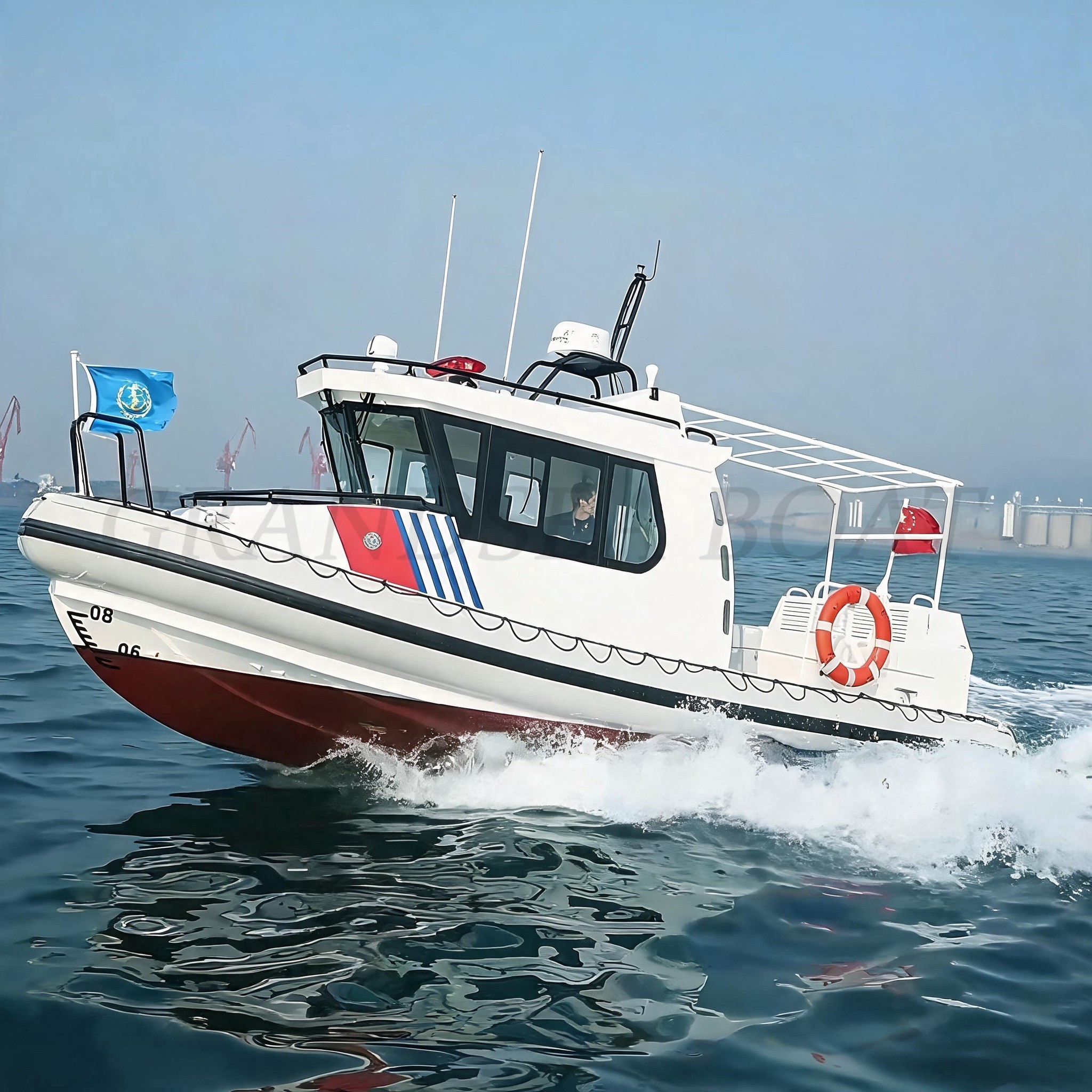 Lancha patrullera de alta velocidad de aluminio Grandsea de 7,6 m, embarcaciones militares de aluminio para la policía