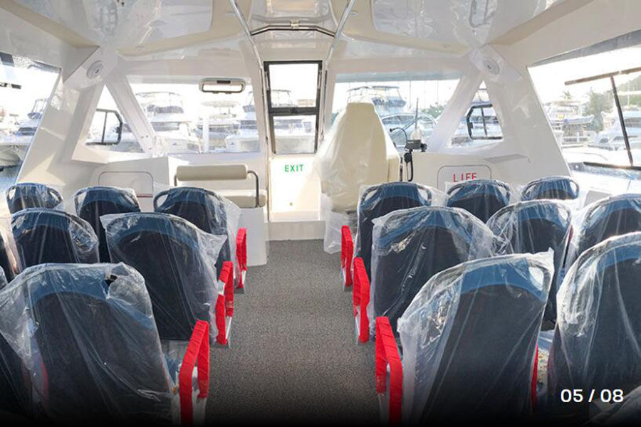 China catamarán de 38 pies 30 pasajeros FRP catamarán transbordador en venta