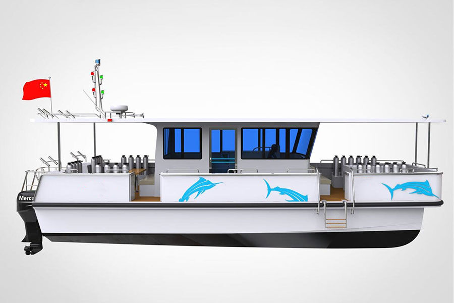 Catamarán de aluminio Grandsea de 12 m para buceo y submarinismo a la venta