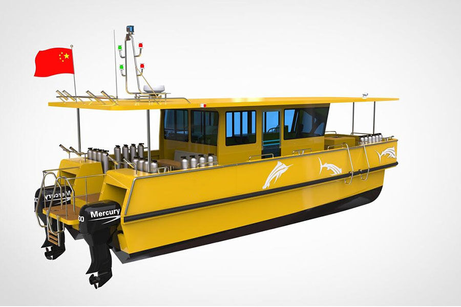 Catamarán de aluminio Grandsea de 12 m para buceo y submarinismo a la venta