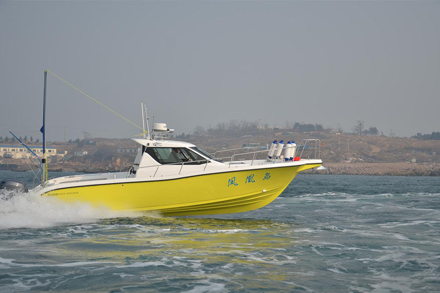 Barcos de pesca profesionales de fibra de vidrio con cabina de velocidad de 32 pies a la venta