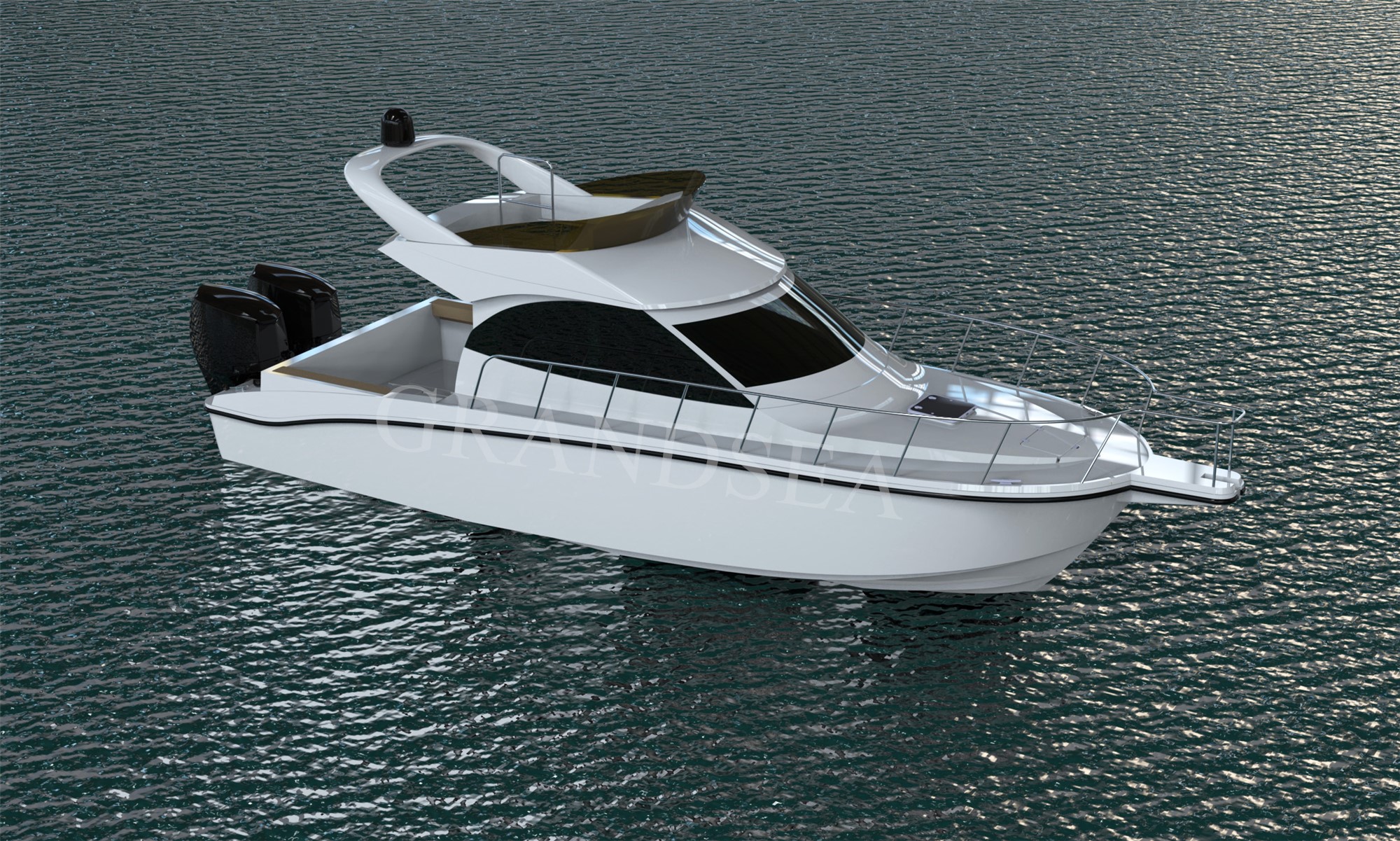 Barco de pesca deportiva de placer, crucero de cabina de uso familiar FRP de 12m de longitud Grandsea a la venta