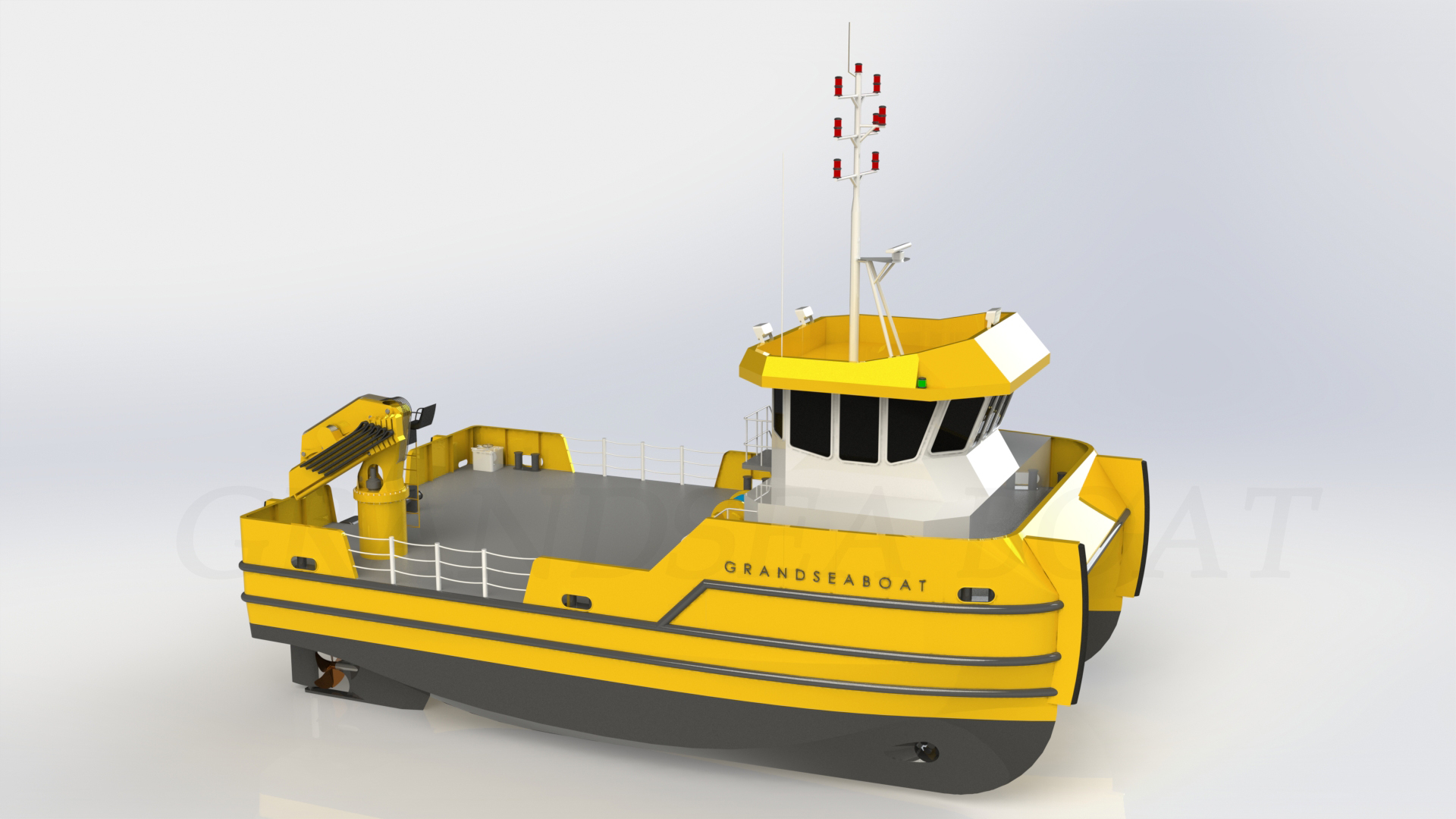 Grandsea Catamaran 18m remolcando y empujando barcaza grúa en venta