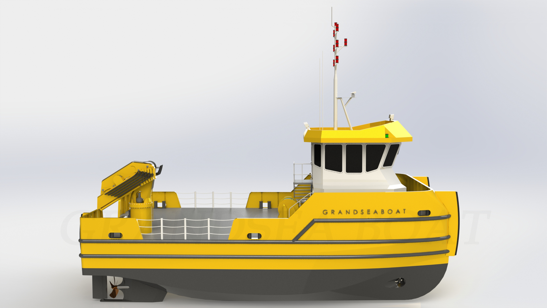 Grandsea Catamaran 18m remolcando y empujando barcaza grúa en venta