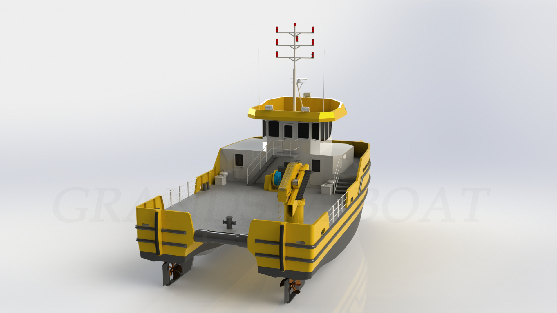 Grandsea Catamaran 18m remolcando y empujando barcaza grúa en venta